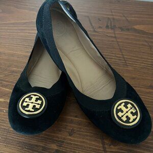 Tory Burch Black Suede Ballet Flats (Size 8)